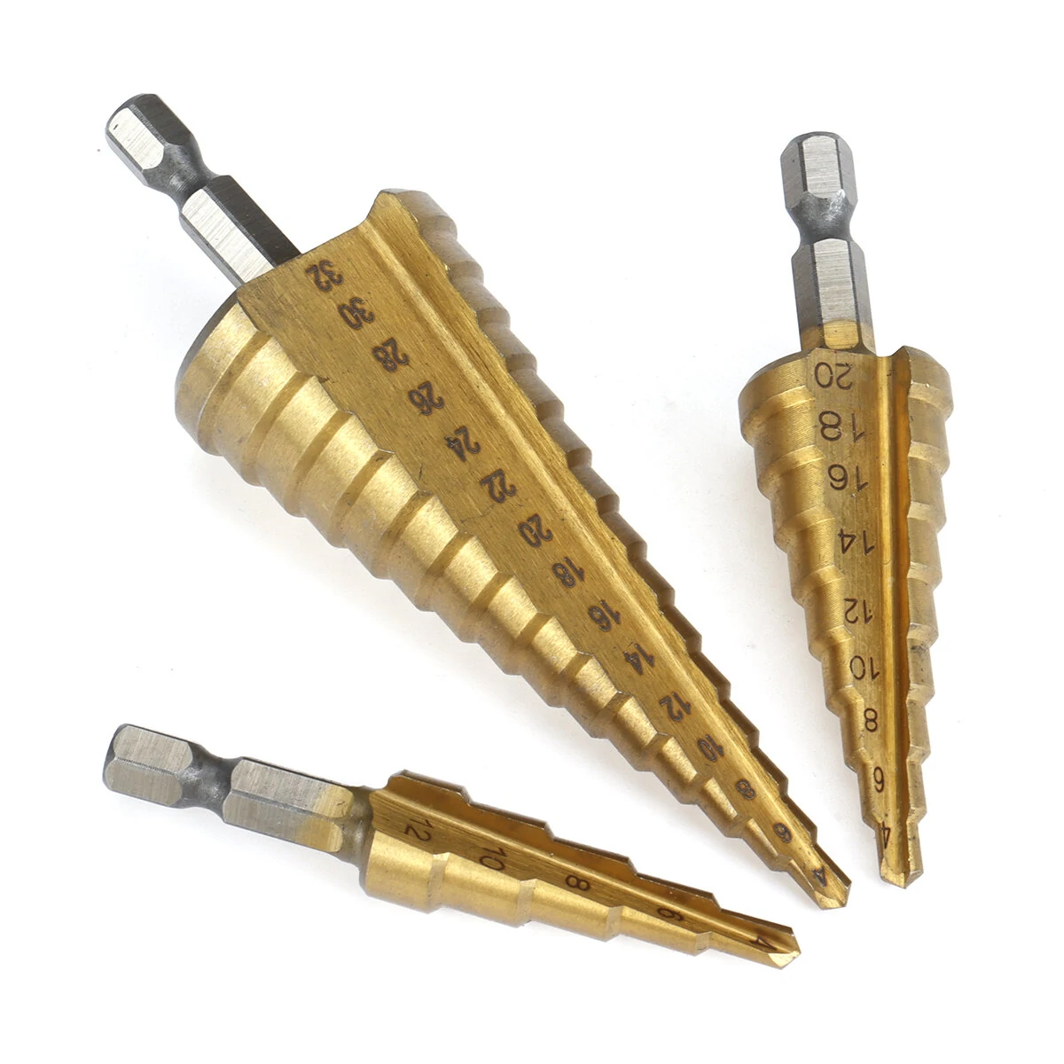 HSS Titanium Coated Step Drill Bit Set - 3 Piece 4-32mm | For Metal Wood Plastic - Image 2
