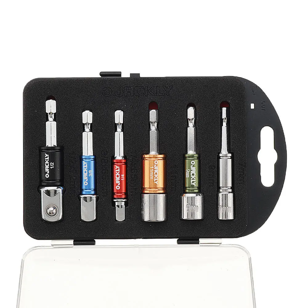 Drillpro 6pc Hex Shank Screwdriver Bit Adapter & Sleeve Set | Socket Driver - Image 2