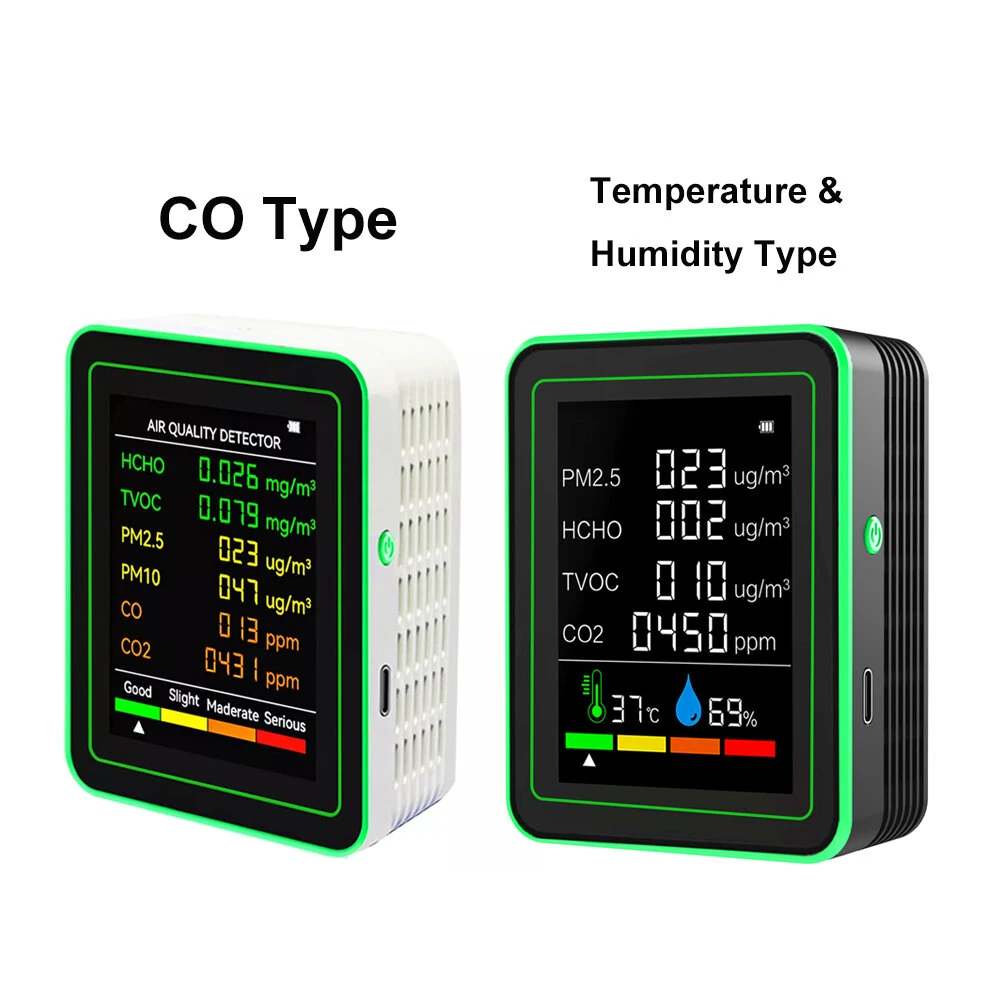6-in-1 Air Quality Monitor - HCHO TVOC PM2.5 CO2 Tester | USB-C Rechargeable - Image 2