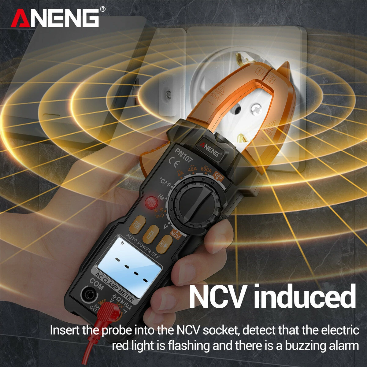 ANENG PN107 Clamp Meter - AC/DC Voltage Current Tester | Measures Temp, Capacitance, Hz - Image 4
