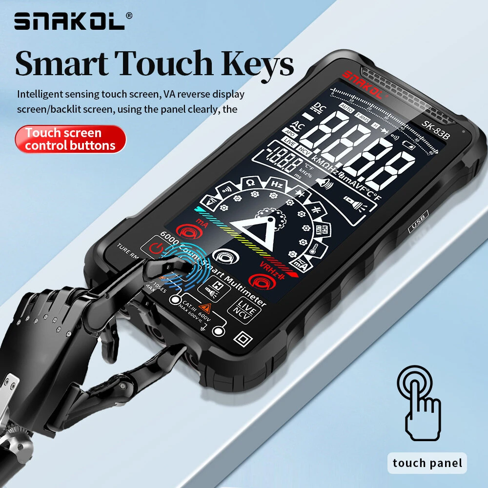SK-83A/B Smart Multimeter - 6000 Counts, Auto-Ranging, NCV, Backlit LCD - Image 3