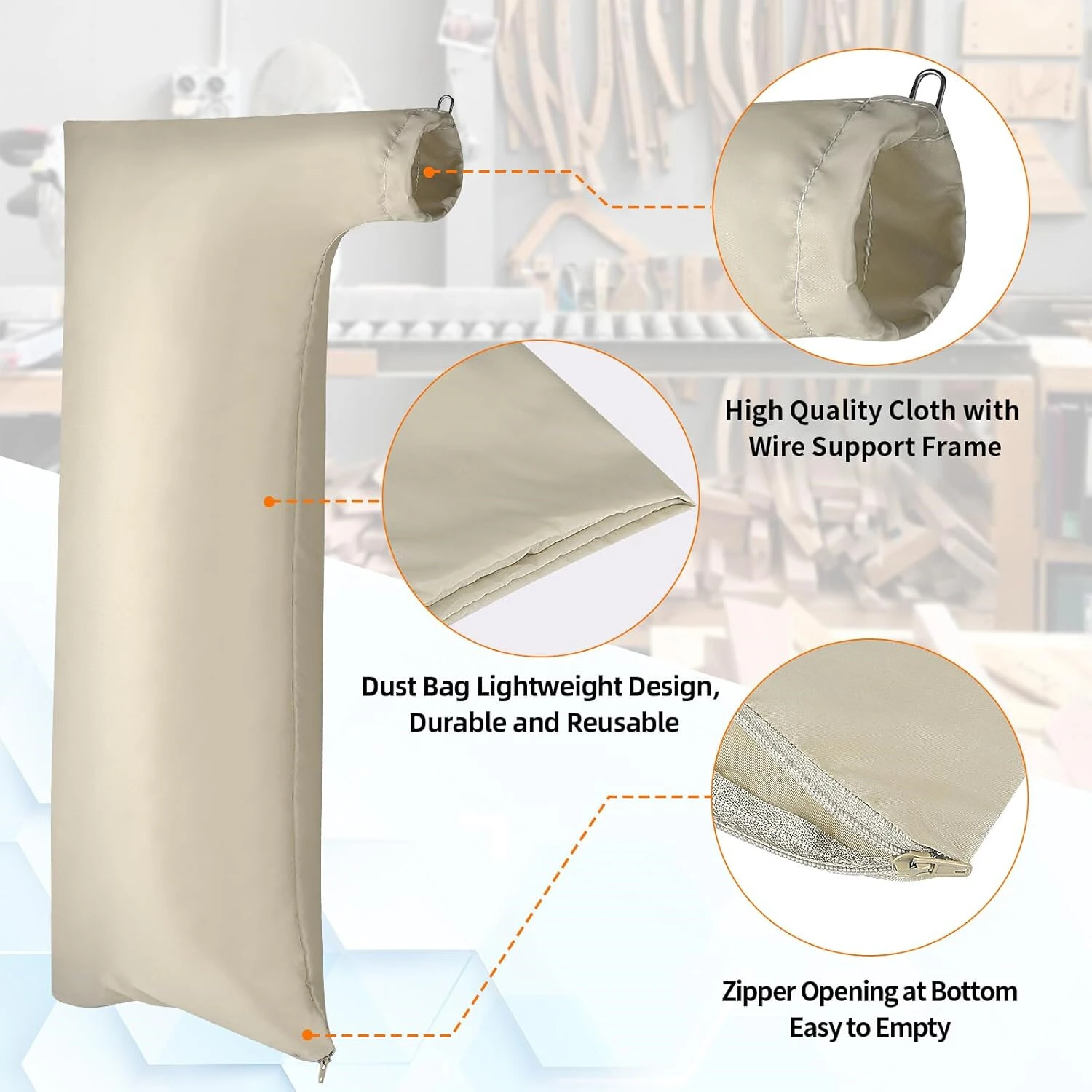 Extra Large Table Saw Dust Bag - Fits 10 Inch Saws with 2.5 Inch Port - Image 2