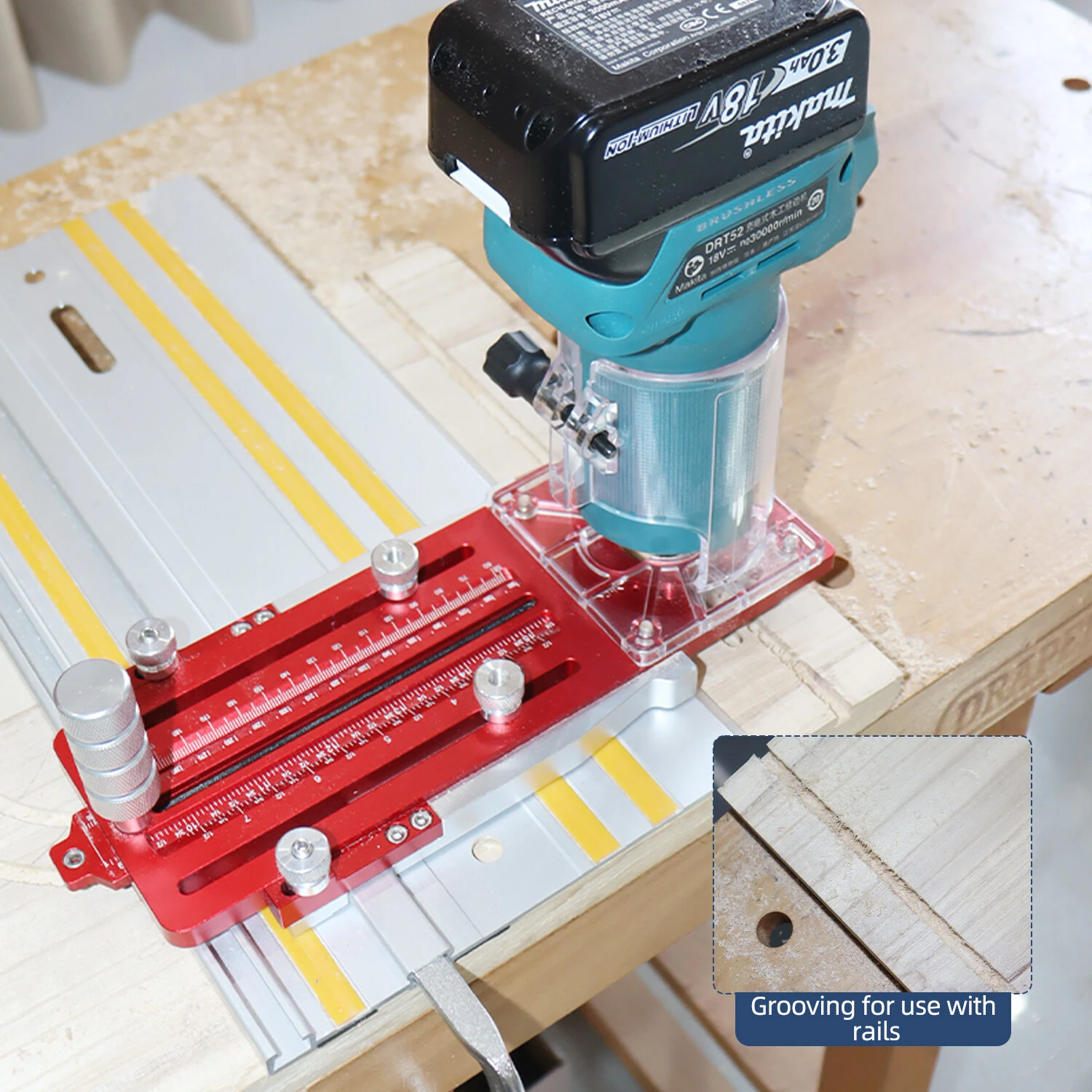 ENJOYWOOD Router Mortise Jig | Door Hinge Template & Guide Rail Adapter - Image 5