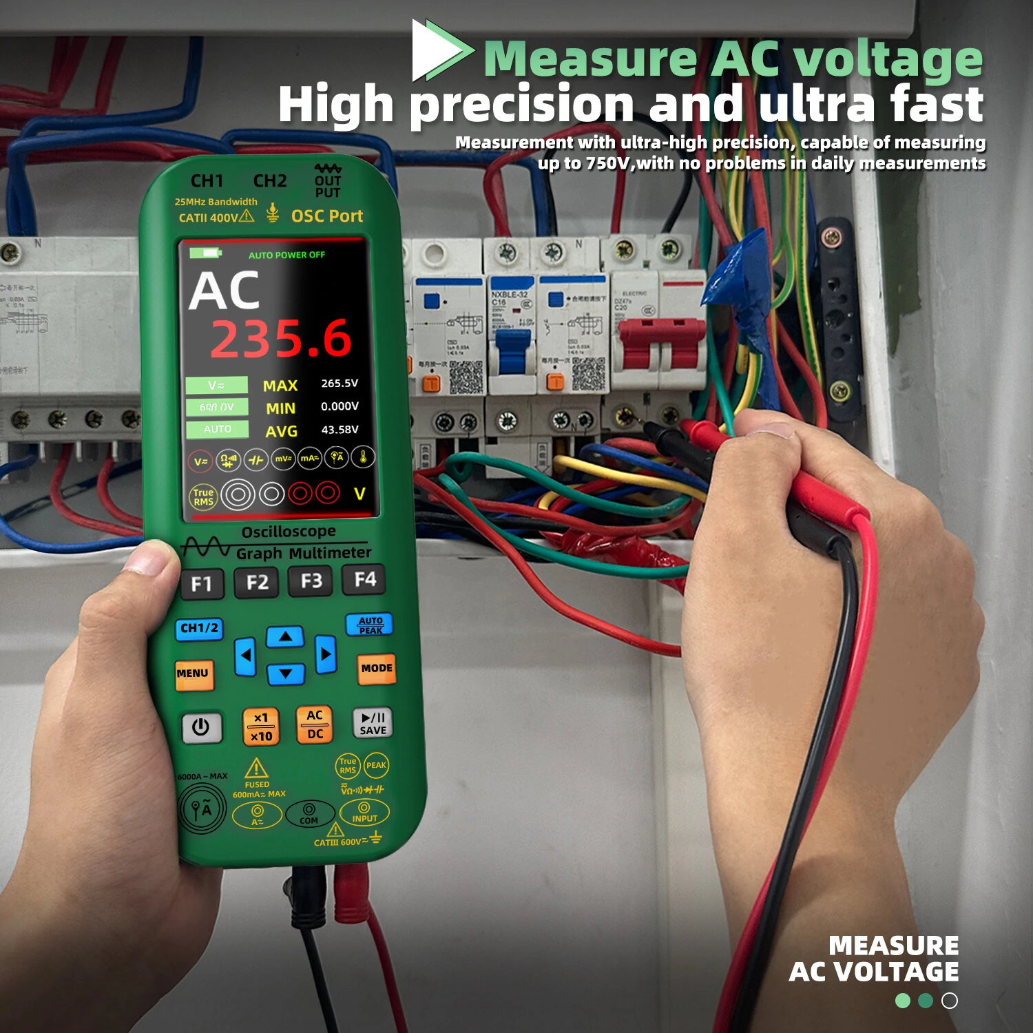 BSIDE O7 4-in-1 Handheld Oscilloscope - 50MHz Dual Channel & 6000A Current Tester - Image 4