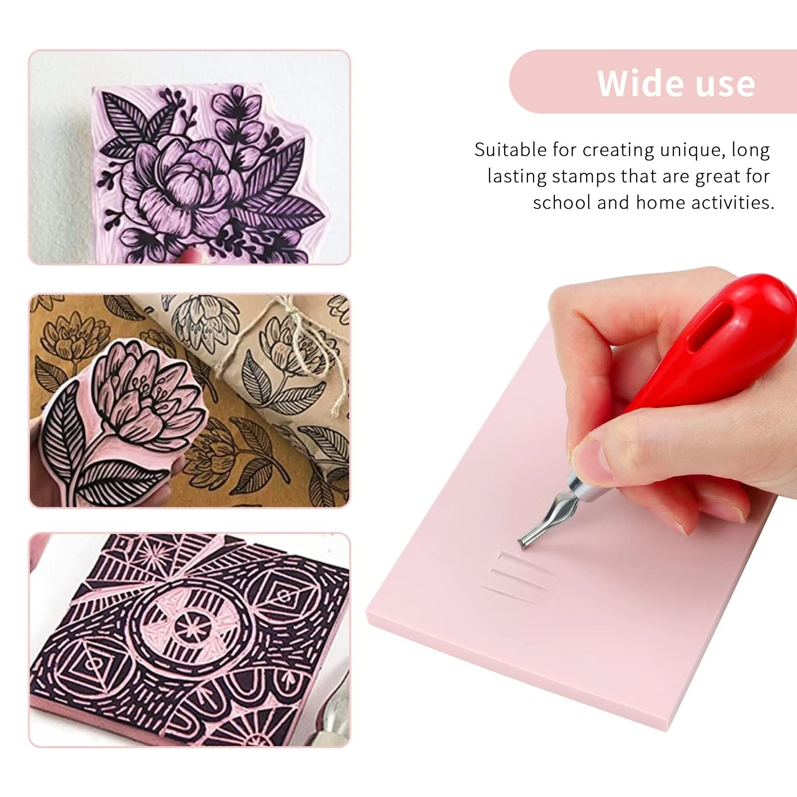 Speedball Speedy-Carve Blocks & Brayer Kit | Soft Rubber Stamp Carving Tools for Printmaking - Image 5