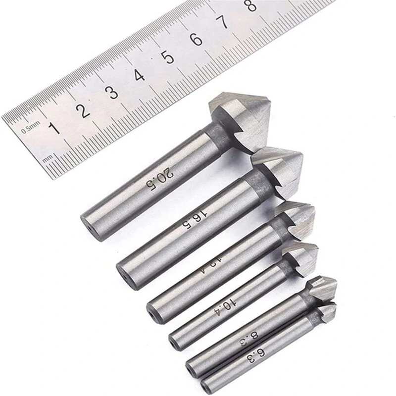 7-Piece Countersink Drill Set - DIN335 C-Type Straight Shank - 6 Sizes 6.3-20.5mm + 3mm Twist Drill - Image 3