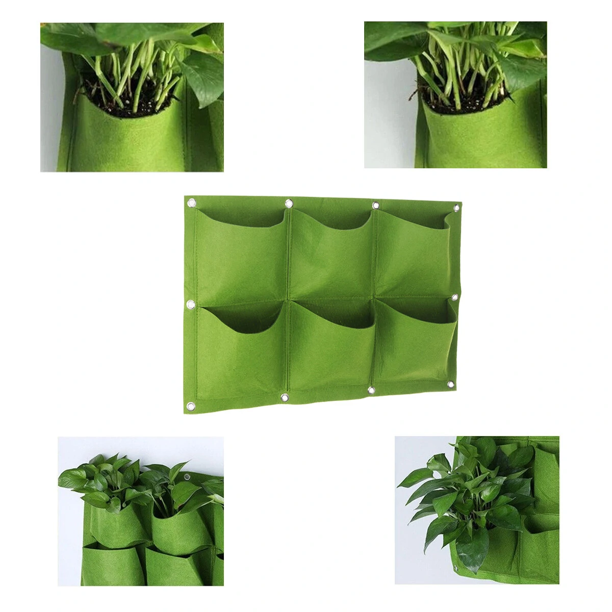 Multi-pocket Wall Hanging Planting Bag - Fabric Grow Bag for Plants - Image 3