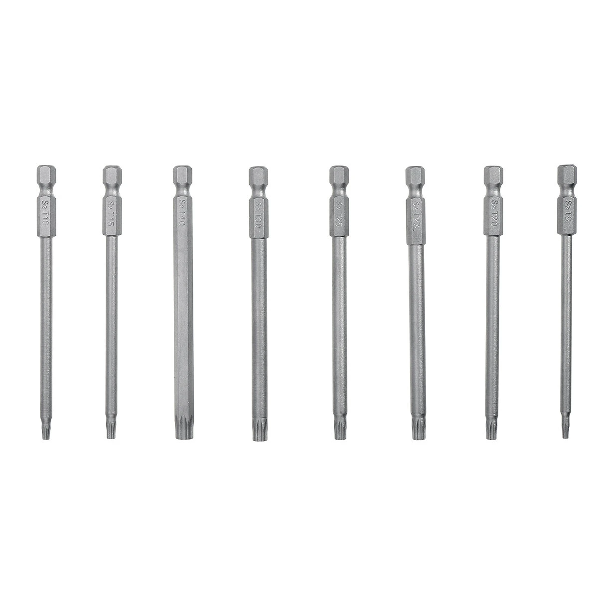 T8-T40 100mm Magnetic Torx Screwdriver Bits Set - 8pcs 1/4 Inch Hex Shank - Image 2