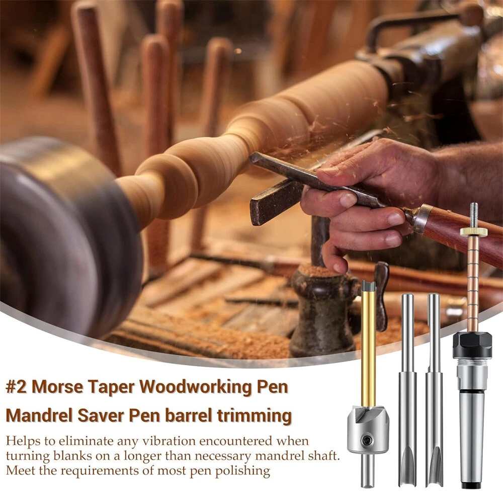 Woodworking Pen Mandrel Saver Kit | #2 Morse Taper with 7mm Drill Bit & Cutter Head - Image 3