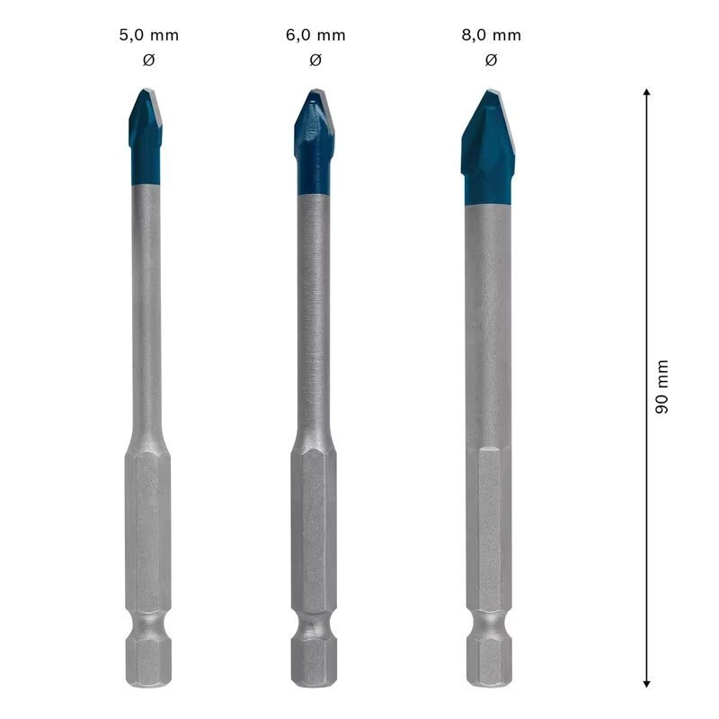 EXPERT HEX-9 for BOSCH Hard Ceramic Drill Bit Set | 5-8mm 90mm Long | 10x High Hardness - Image 2
