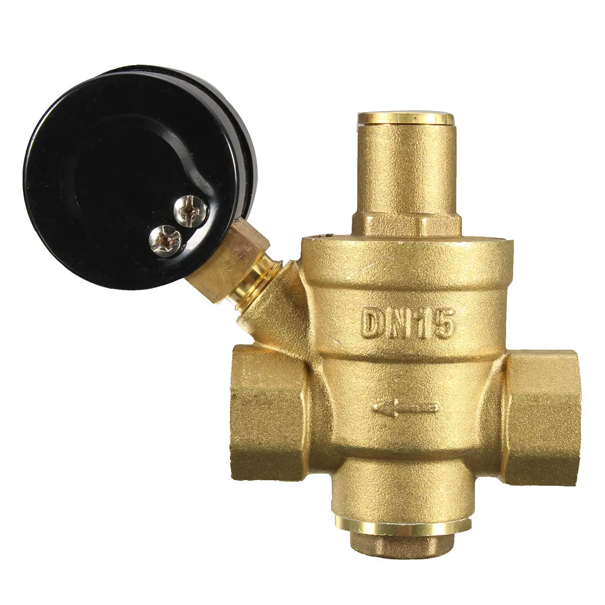 DN20 NPT 1/2 Adjustable Brass Water Pressure Regulator with Gauge Meter - Image 3