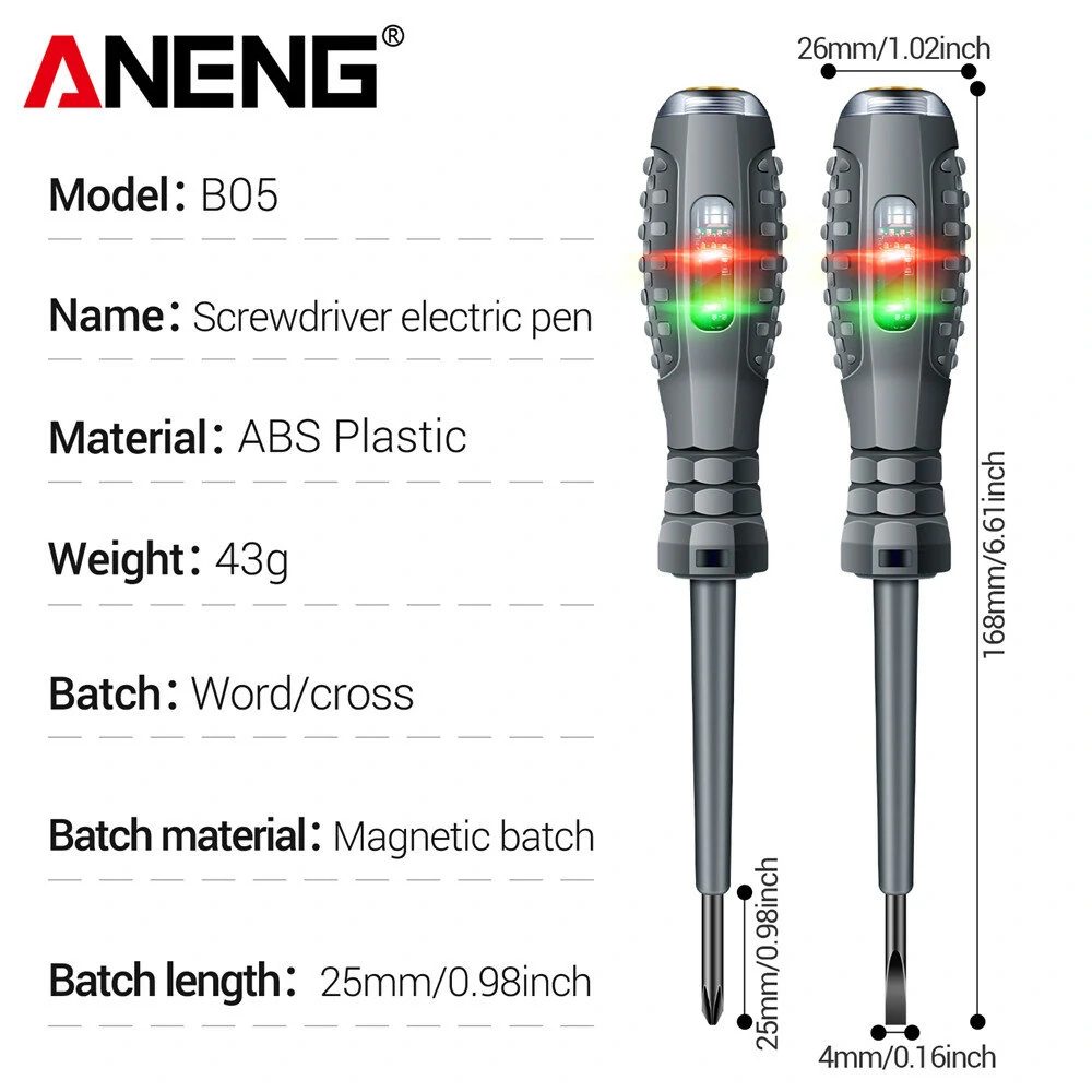 ANENG B05 Electric Pen Screwdriver - Magnetic 25mm Tip | Voltage Tester & Line Detector - Image 2