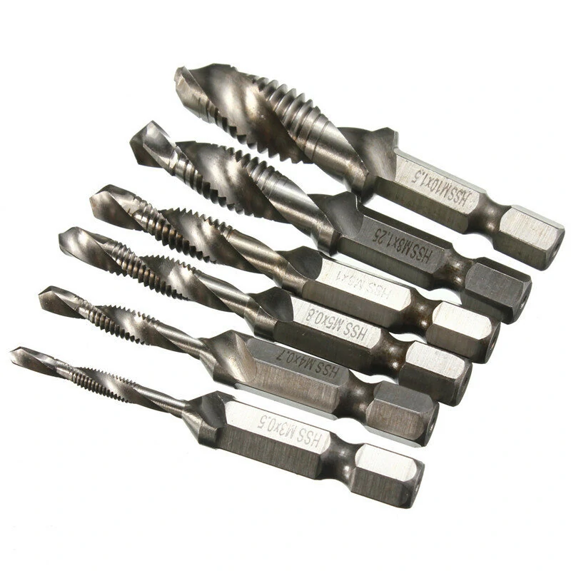 HSS Spiral Flute Countersink Drill Bit Set | 6pc M3-M10 Screw Tap Set - Image 4