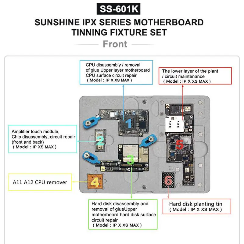 SS-601K Double-Sided Magnetic PCB Fixture Set | iPhone X XS MAX Motherboard Repair Tool - Image 5