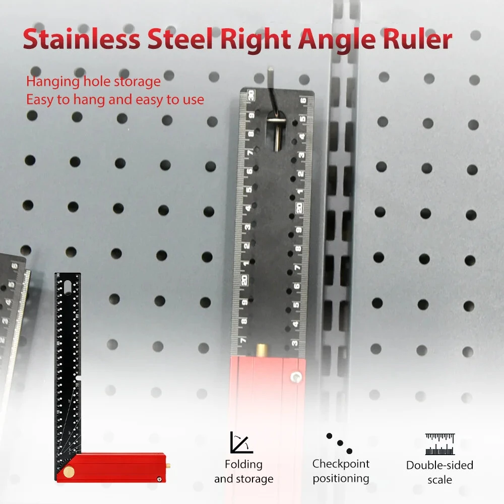 Onkel.J 300mm Aluminum Alloy Multi Angle Ruler - Foldable Carpenter Square & Layout Tool - Image 4