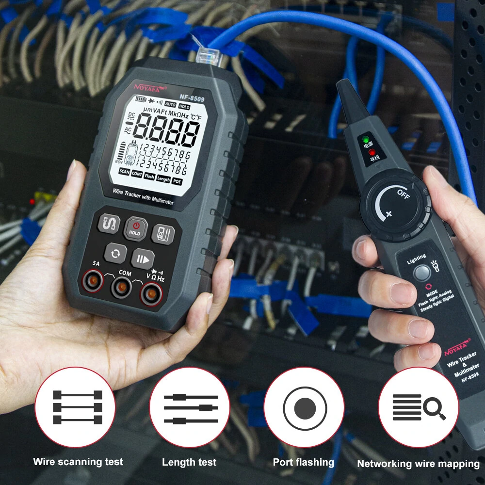 NOYAFA NF-8509 2-in-1 Network Cable Tester | Wiremap POE Length NCV | Multimeter - Image 4