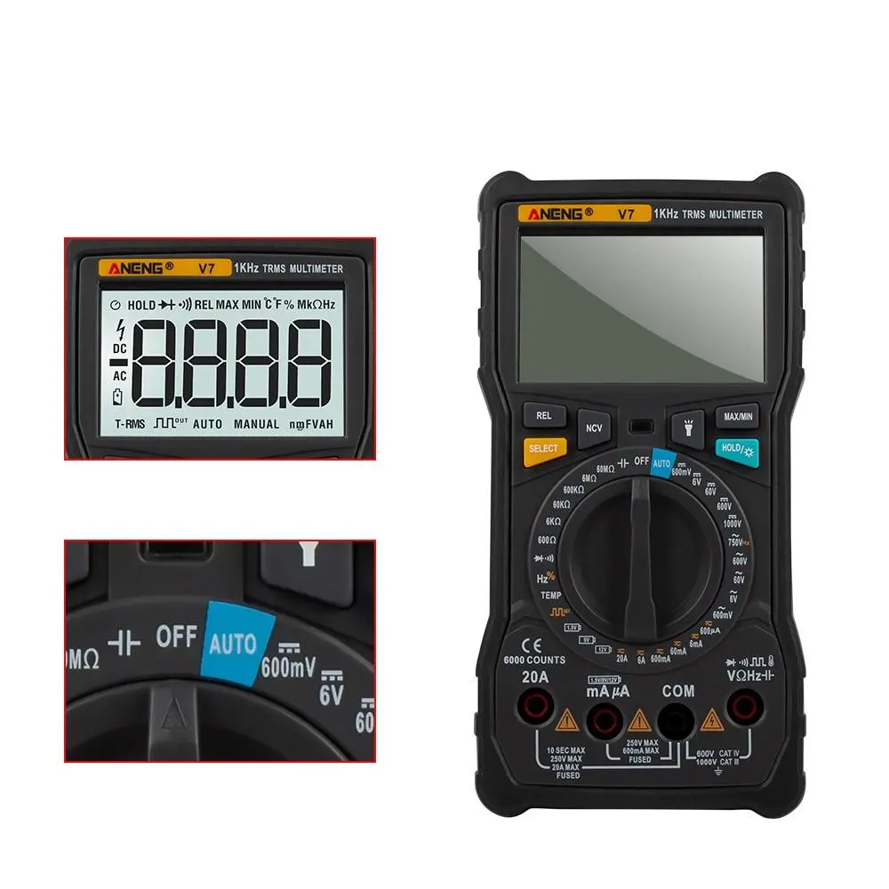 ANENG V7 Digital Multimeter - 6000 Counts True RMS | Auto/Manual Range - Image 3