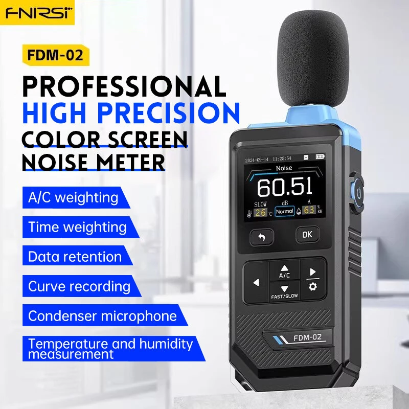 FNIRSI FDM02 Professional Noise Meter - 30dB to 130dB Range | A/C Weighting & Color Screen - Image 2