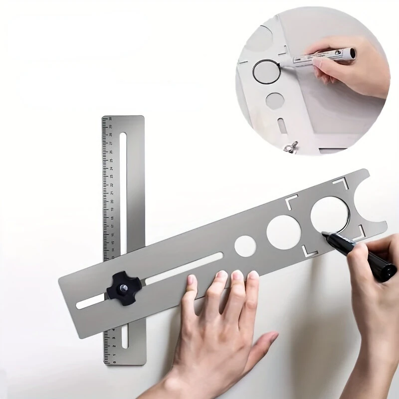 Adjustable Hole Positioning Ruler - 360 Degree Drilling Guide for Tile & Glass - Image 3