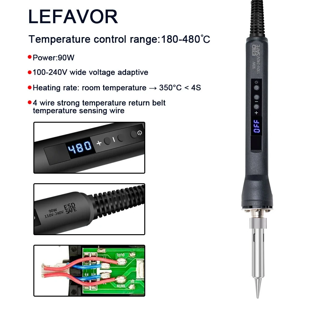 90W Digital Soldering Iron - Adjustable Temperature & Fast Heating | Real-Time Display - Image 2