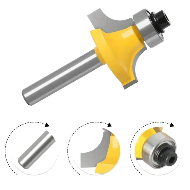 MLCS Carbide Tipped Corner Rounding Router Bit Set - 6.35mm Shank | Bearing Guide - Image 3