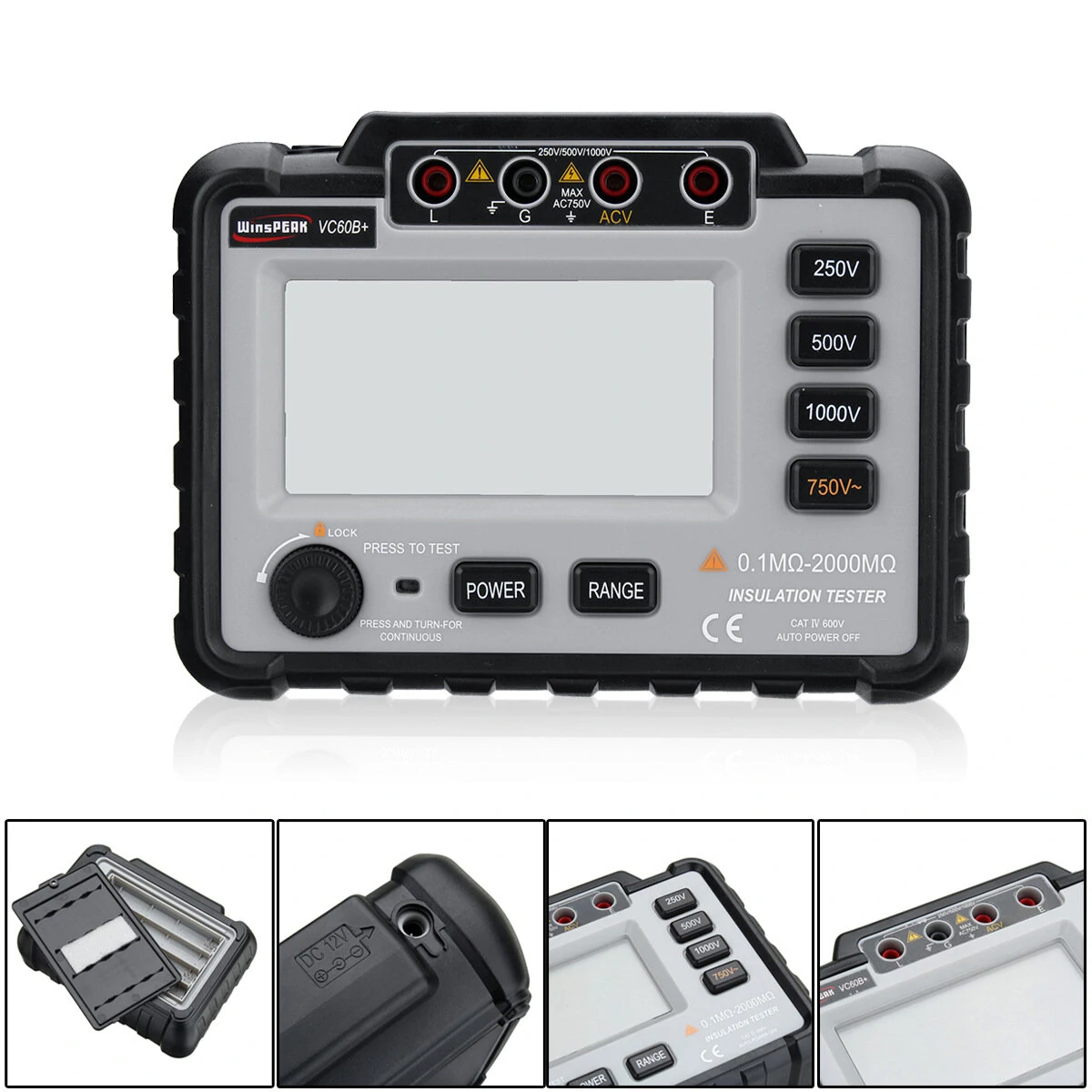 WinAPEX VC60B+ Digital Insulation Resistance Tester | 250/500/1000V DC, LCD Backlight - Image 3