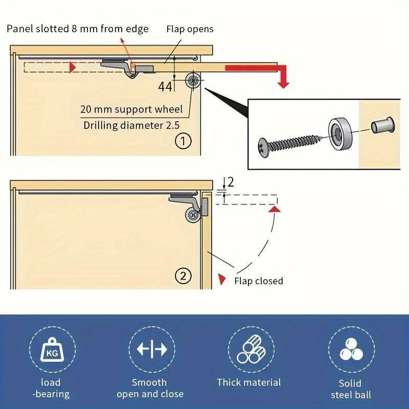 Telescopic Cabinet Slides 12 Inch | Chrome Steel | Heavy Duty 12kg Load - Image 5