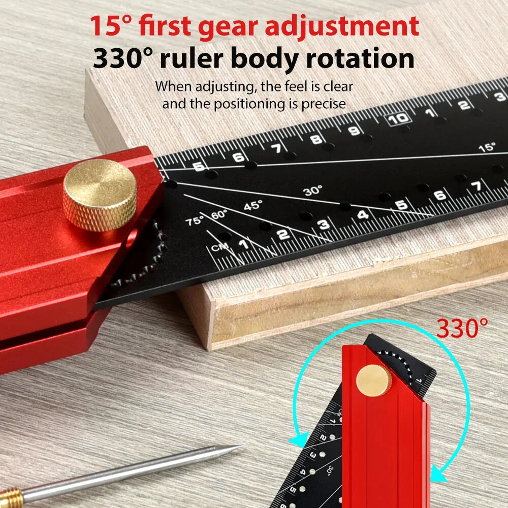 Onkel.J 300mm Aluminum Alloy Multi Angle Ruler - Foldable Carpenter Square & Layout Tool - Image 3