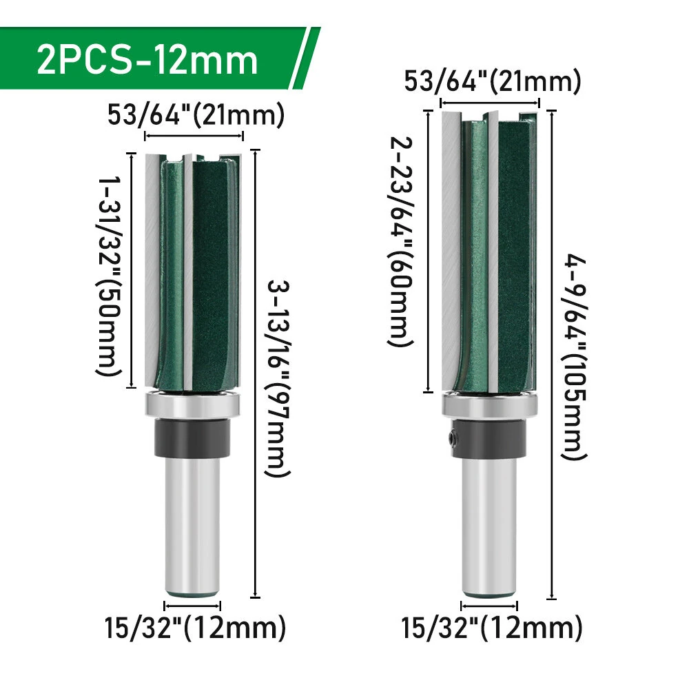 LAVIE 8mm & 12mm Straight Router Bit Set | 4-Flute Tungsten Carbide | CNC Woodworking Tools - Image 4