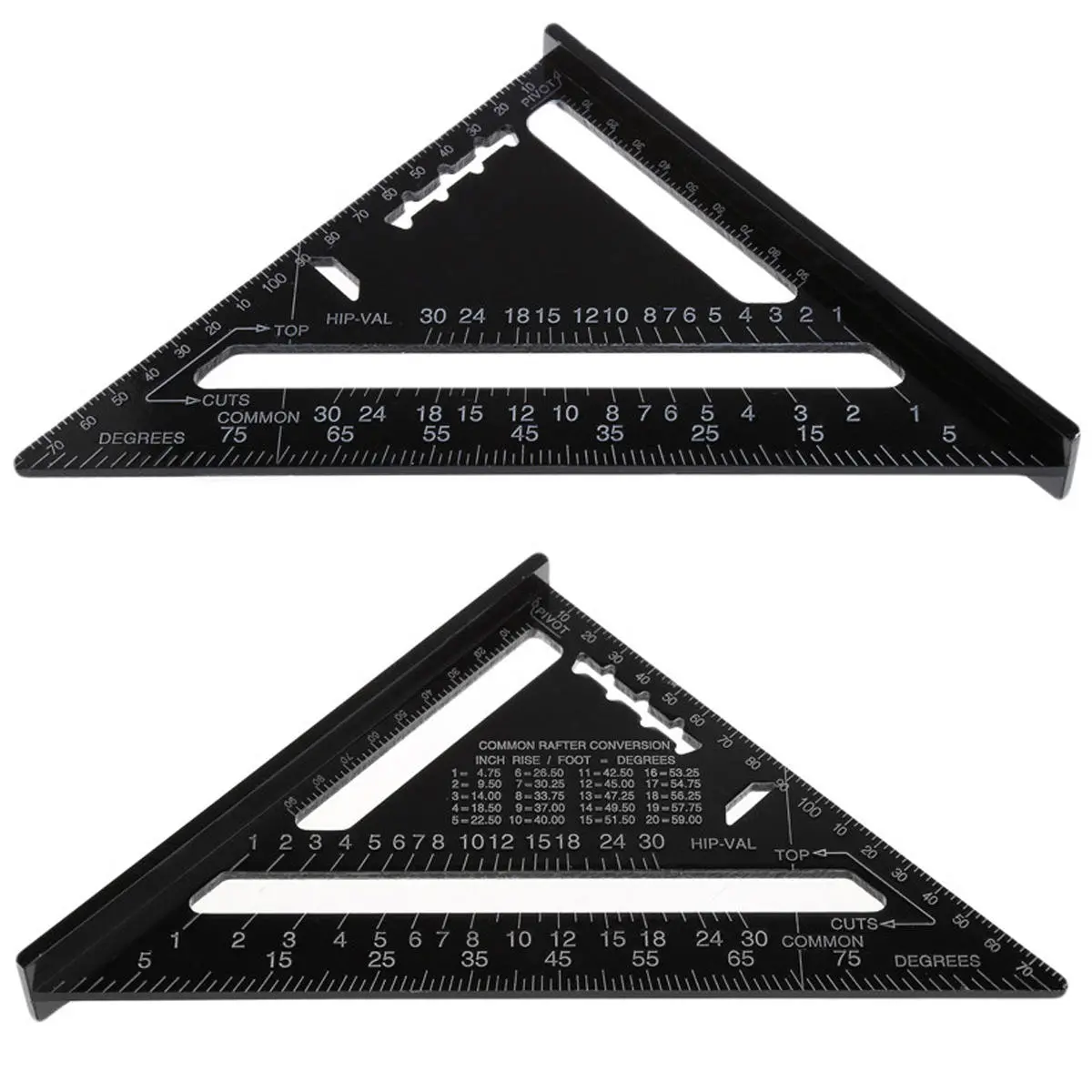 7 Inch Aluminum Triangle Ruler - Rafter Square & Angle Protractor Tool - Image 2