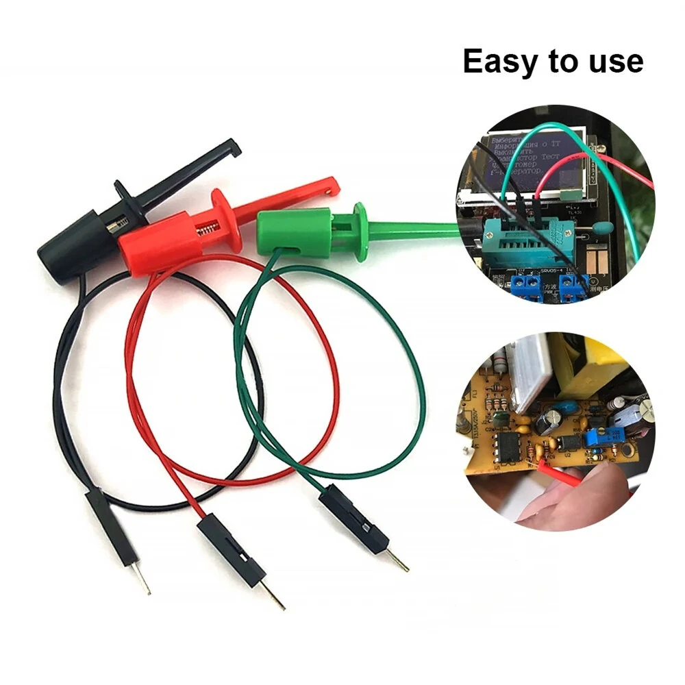 3PCS Hook Test Clip Probes with Male Dupont Cable | 20cm for Transistor & Electronics Repair - Image 5