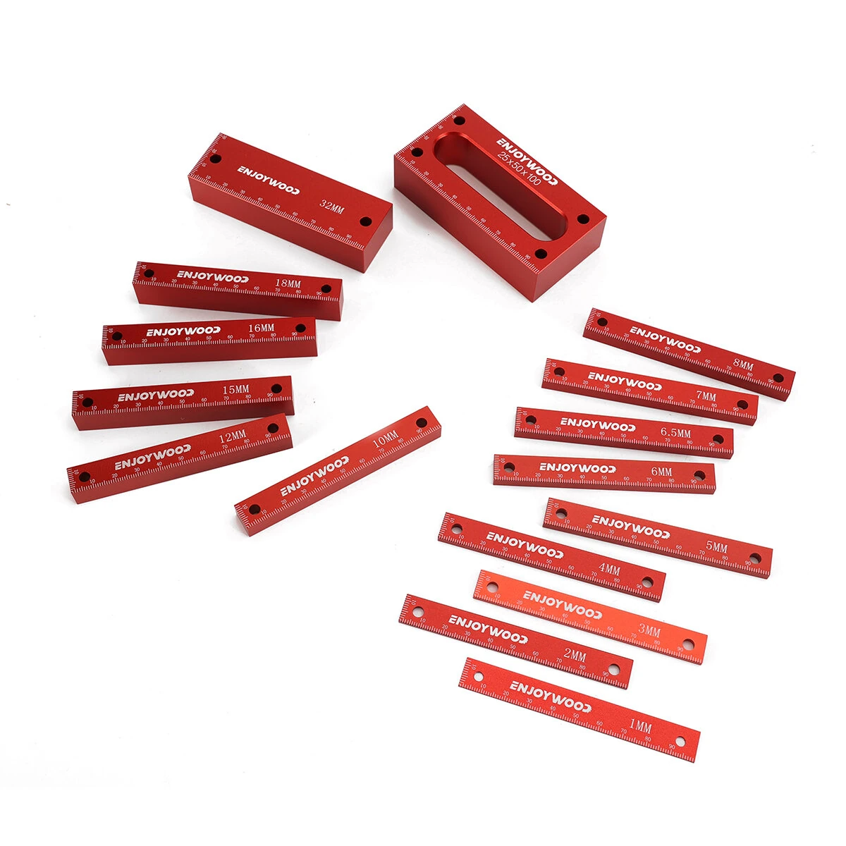 ENJOYWOOD Metric Gauge Blocks Set - Aluminum Alloy Precision Measurement - Red - Image 2