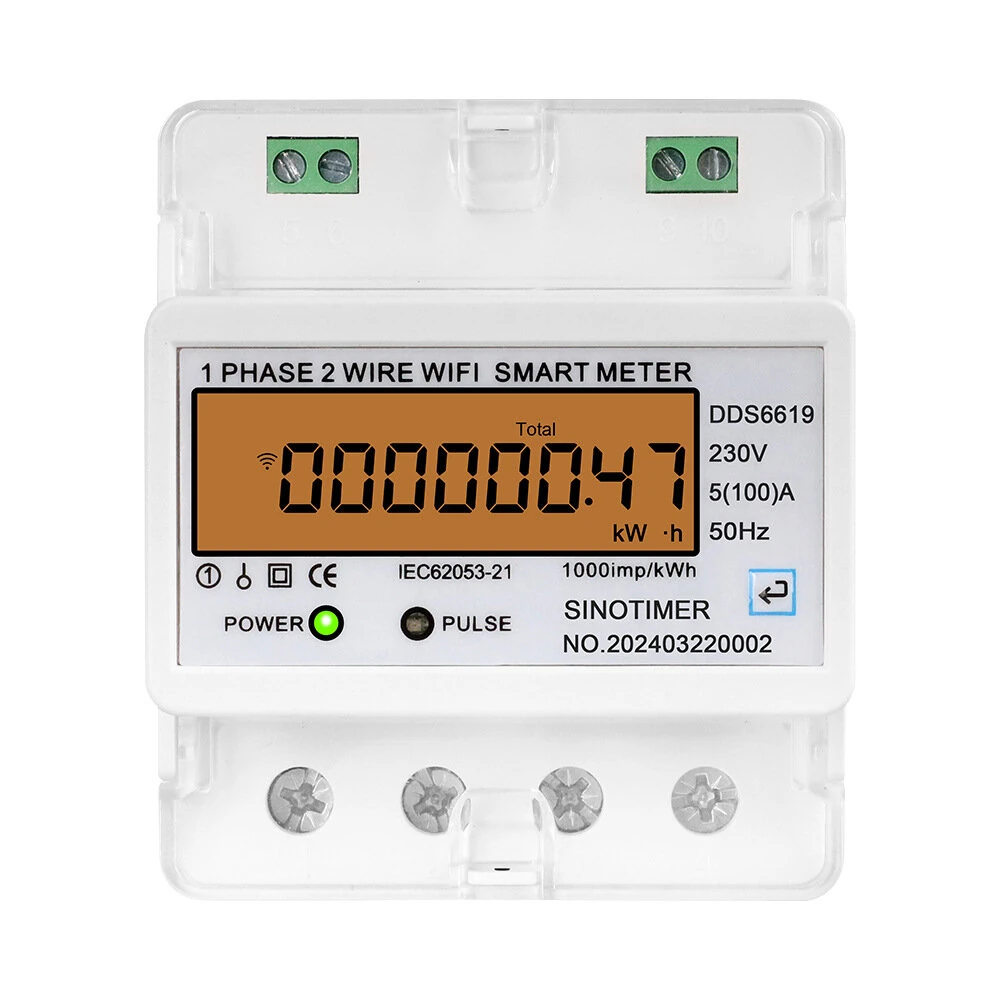 Smart Energy Meter WiFi - 220V 100A kWh Consumption Monitor | DIN Rail Wattmeter - Image 5