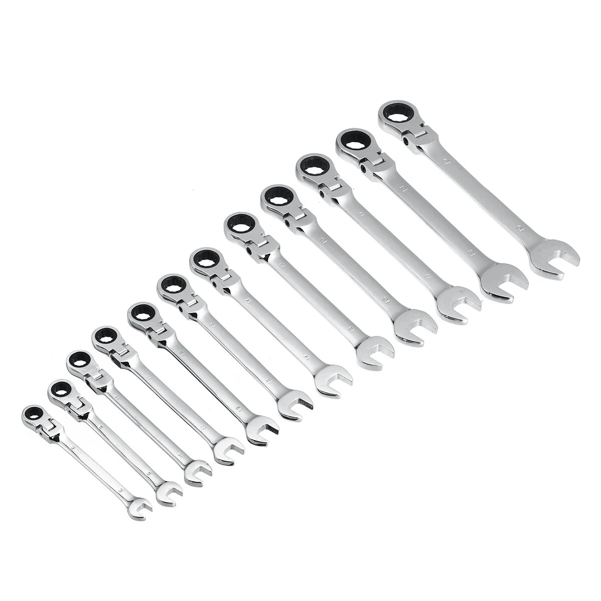 Goplus 12Pc Combination Ratchet Wrench Set | Flexible Head | Car Repair Tools - Image 3