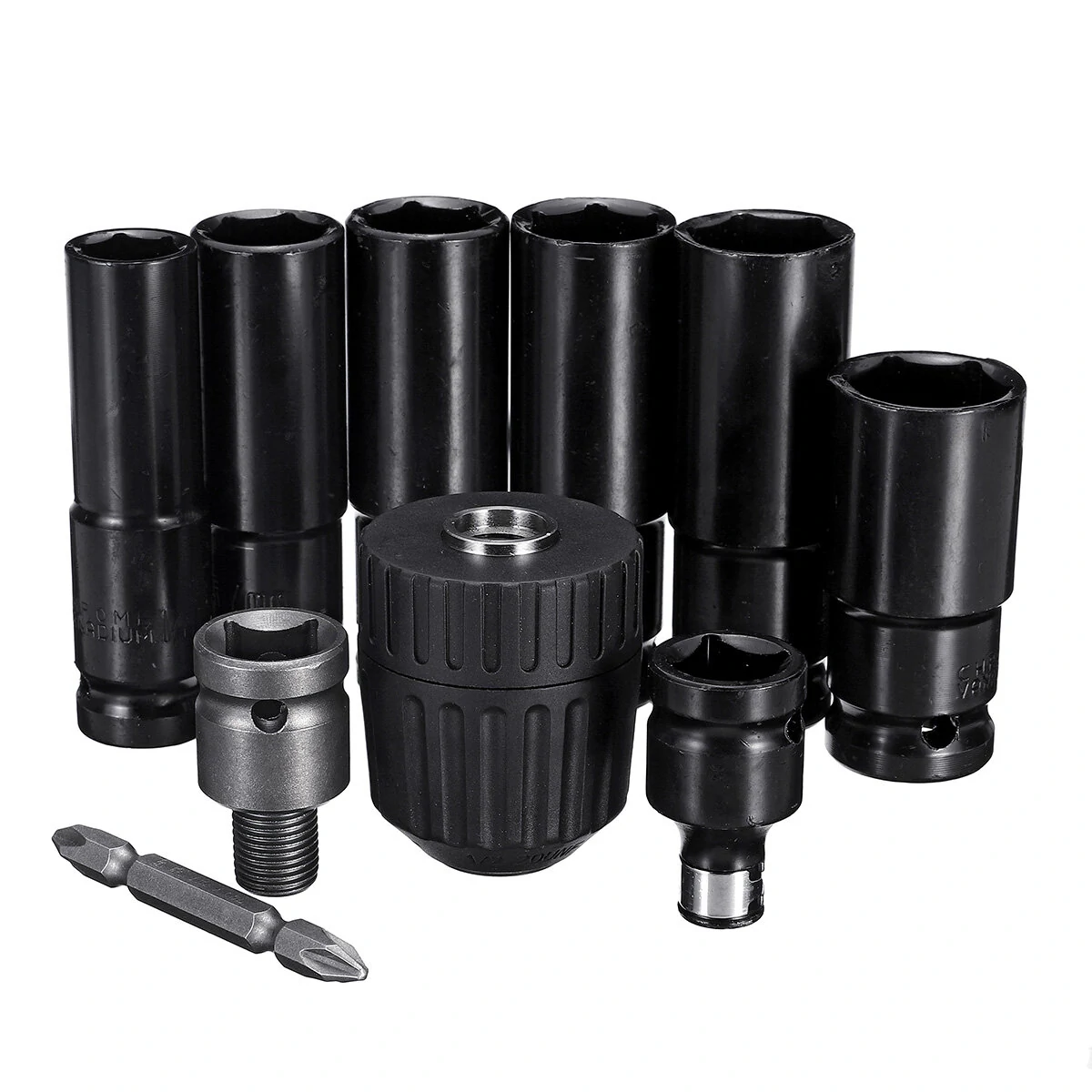 HILDA 10pc 1/2 Impact Socket Wrench Set | Metric Drill Chuck Adapter - Image 2
