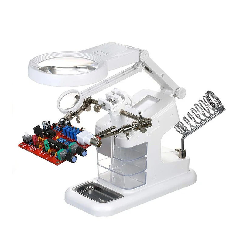 Multifunctional Welding Helping Hand | LED Magnifier & Soldering Iron Stand Tool - Image 3