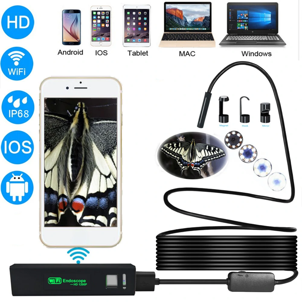 8mm Endoscope Camera - IP68 Waterproof | Dual Lens 8 LED Lights | 1/5/10M Cable for Car & Smartphone - Image 3