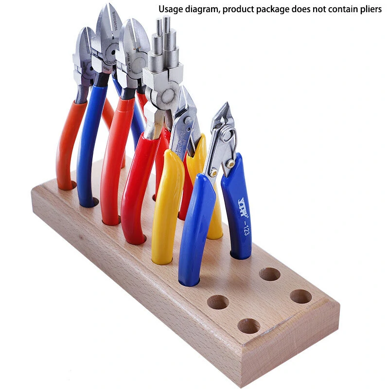 Pine Base Pliers Stand | 8-Row Clock Repair Tool | DIY Desktop Display - Image 5