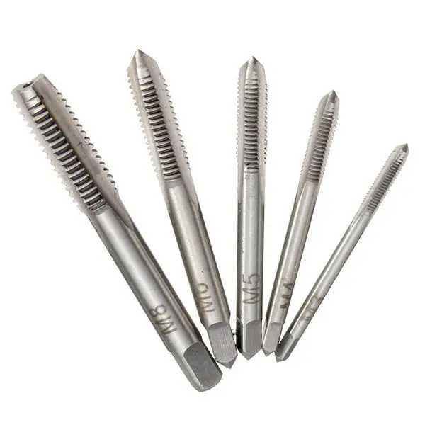 Drillpro T-Handle Ratchet Tap Wrench Set | M3-M8 Metric Plug Taps | 5pc Machine Screw Thread Kit - Image 4