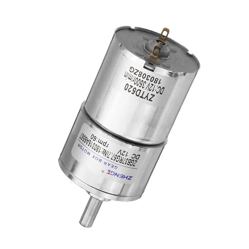Zhengke ZGB37RG 12V DC Gear Motor - 60 RPM 37mm Eccentric Shaft Output - Image 5