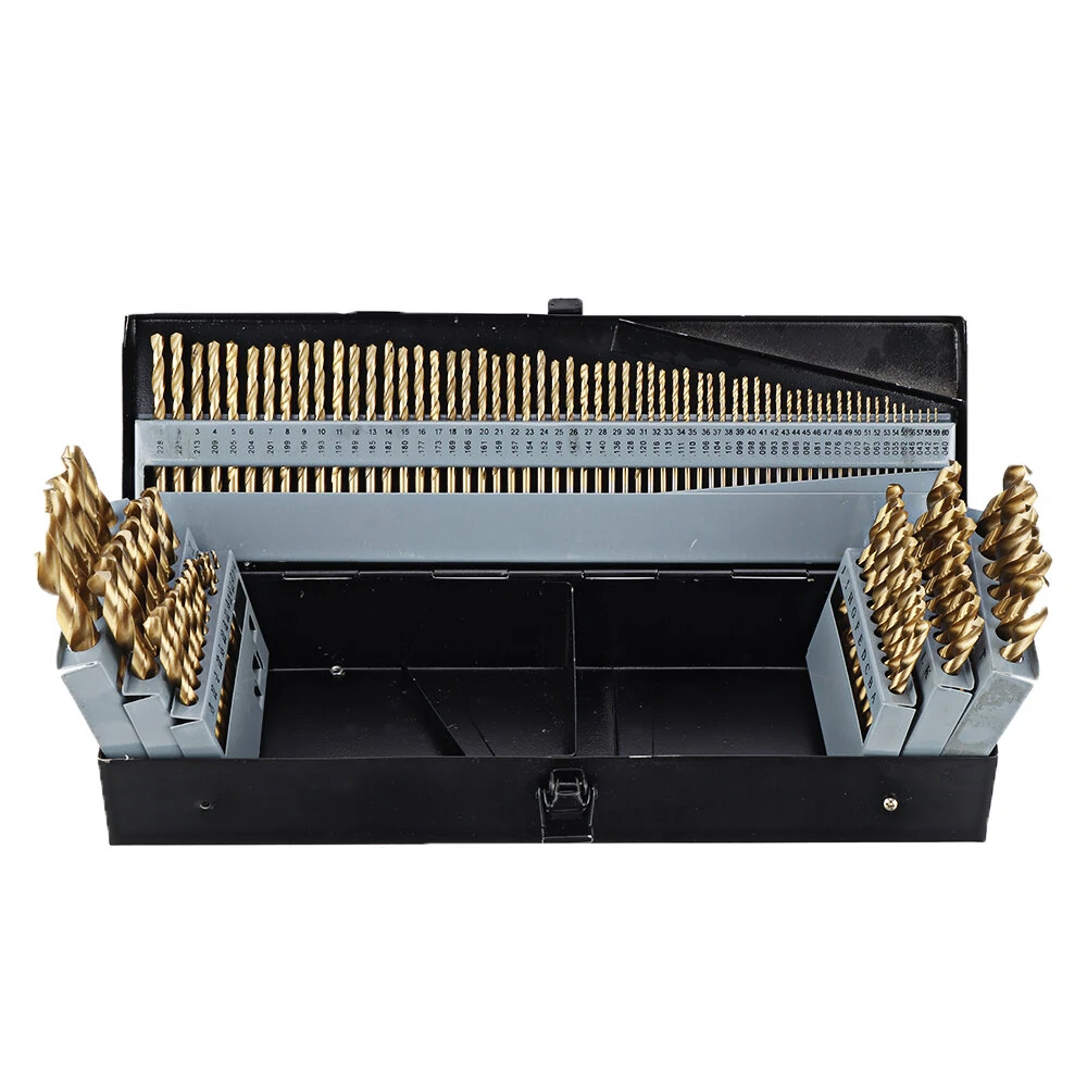 Drillpro 115 Pcs HSS Drill Bit Set | Titanium Coating | 1/16-1/2 & #60-#1 Sizes - Image 2