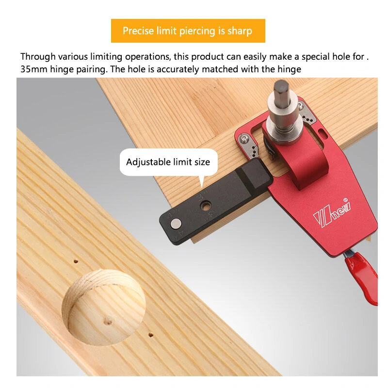 Wnew 35mm Hinge Jig - Aluminum Alloy Drilling Guide for Cabinet Door Installation - Image 4