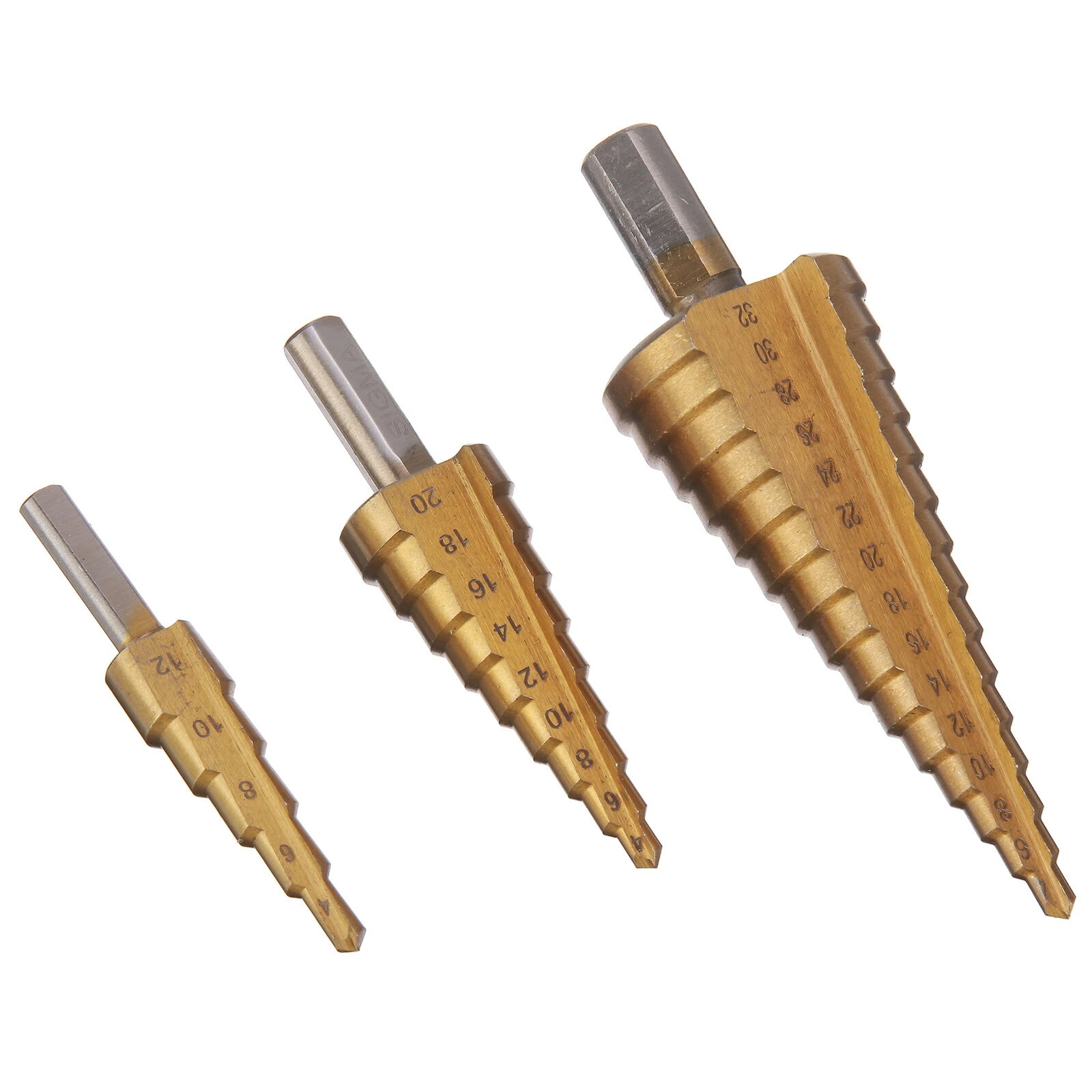 6PCs HSS Titanium Step Drill Bit Set | Straight Shank Cone Hole Cutter & Punch - Image 4