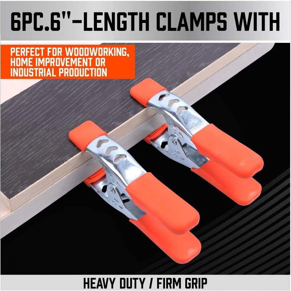 6PCS 6-Inch Heavy Duty Spring Clamps - 2.5-Inch Jaw Opening for Woodworking & Carpentry - Image 4