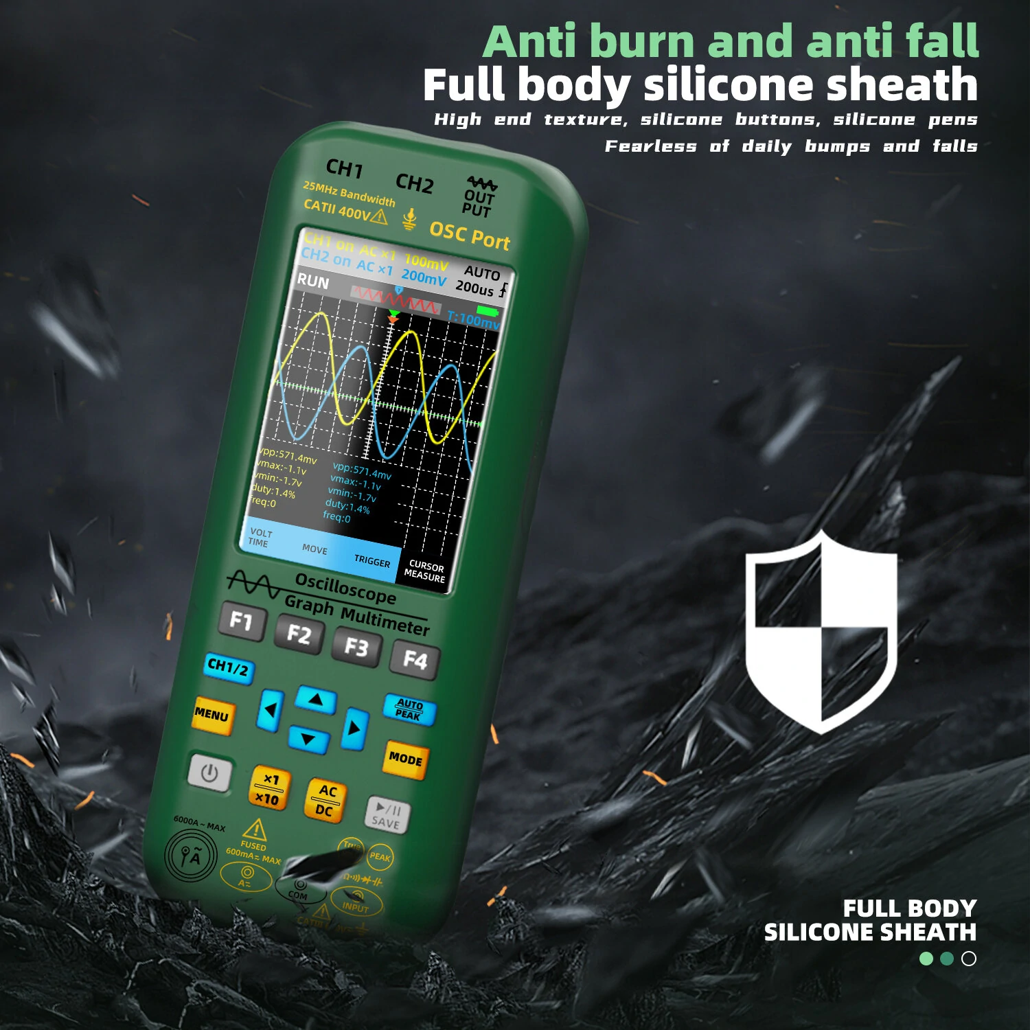 BSIDE O7 4-in-1 Handheld Oscilloscope - 50MHz Dual Channel & 6000A Current Tester - Image 5