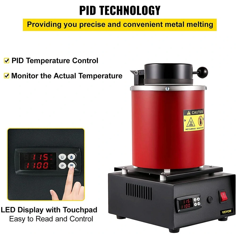 Digital Gold Melting Furnace 1400W - Fast Heating to 1100°C with 1KG & 3KG Graphite Crucible for Gold Silver Copper - Image 4