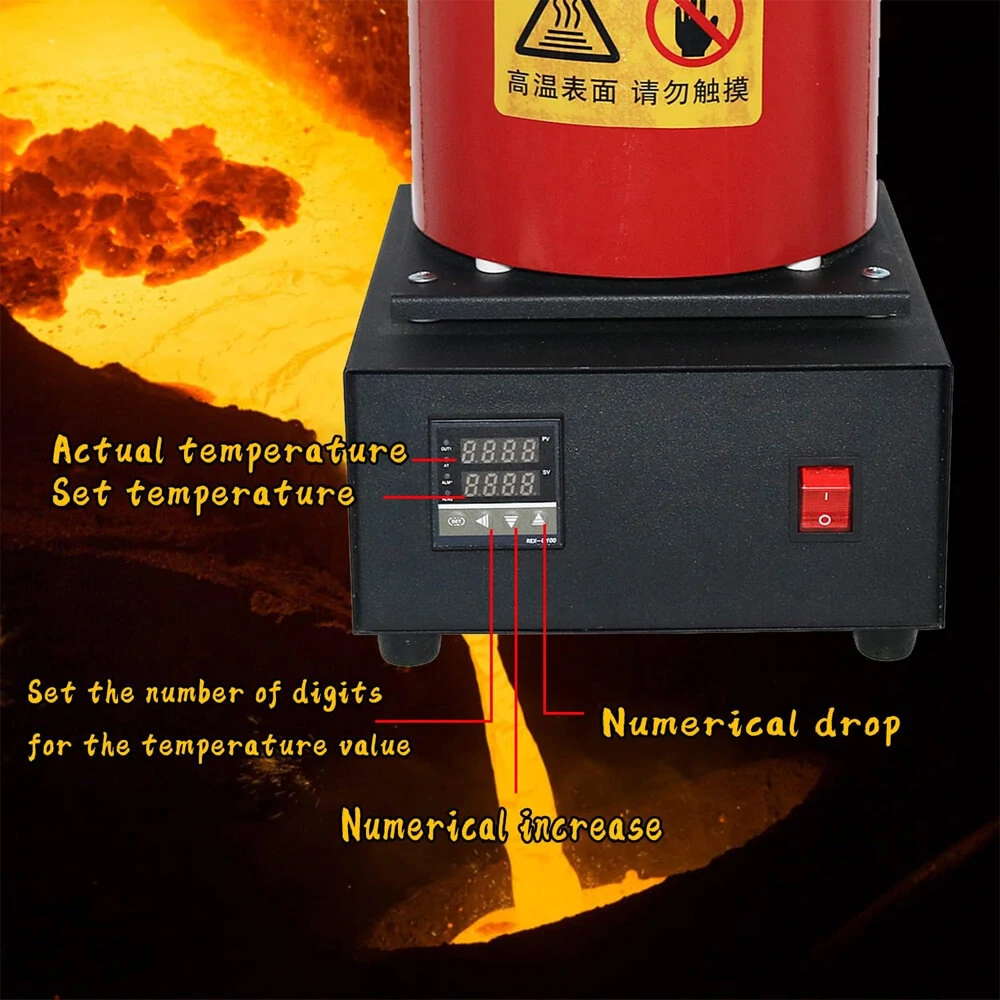 Digital Gold Melting Furnace 1400W - Fast Heating to 1100°C with 1KG & 3KG Graphite Crucible for Gold Silver Copper - Image 5