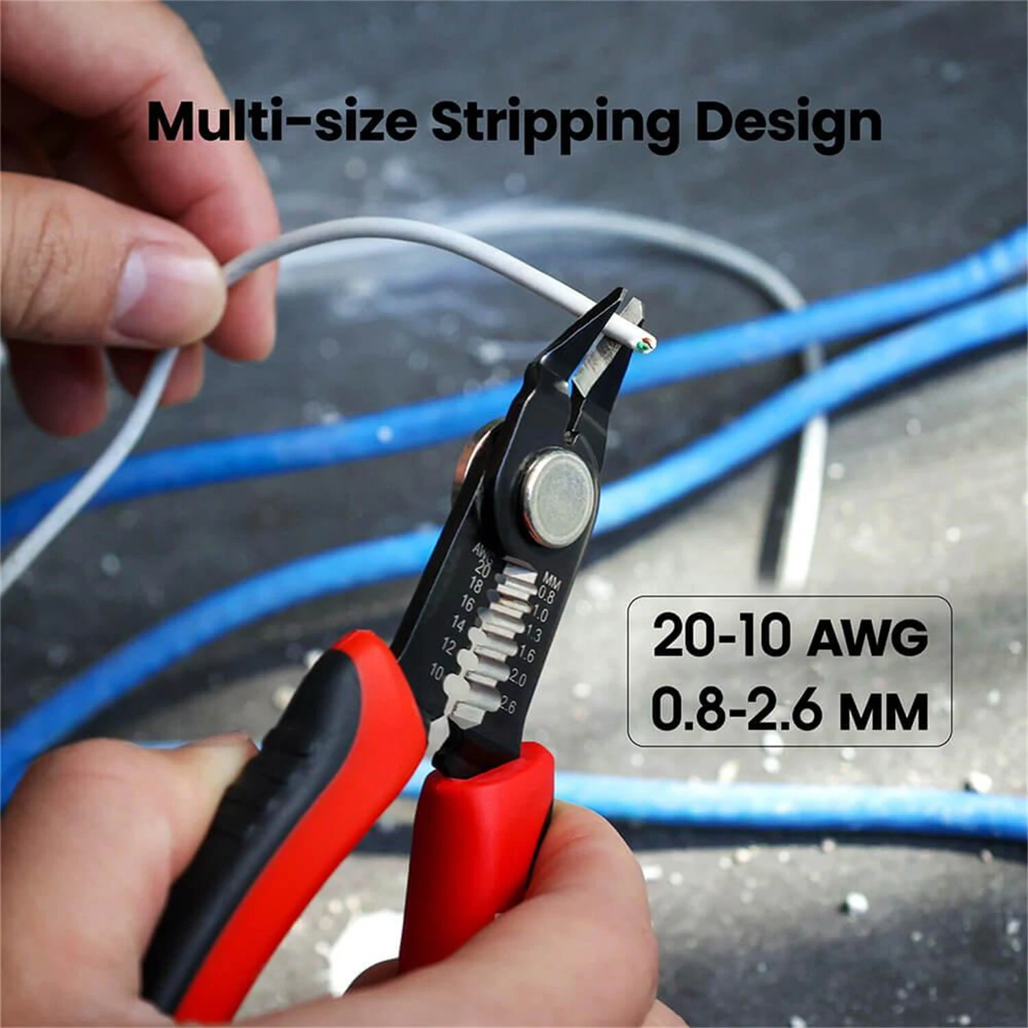 KAIWEETS KWS-112 2-in-1 Wire Cutter Stripper | 65Mn Steel | Ergonomic PVC Handle | 10-20 AWG - Image 2