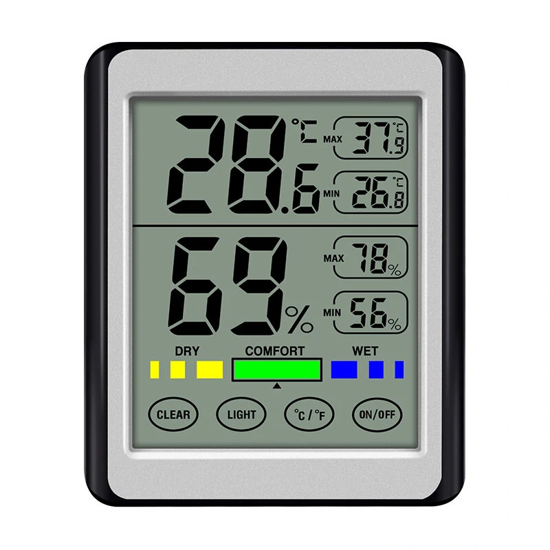 CH-914 Digital Thermometer Hygrometer - Touch Screen Display - Indoor Temperature Humidity Meter - Image 2