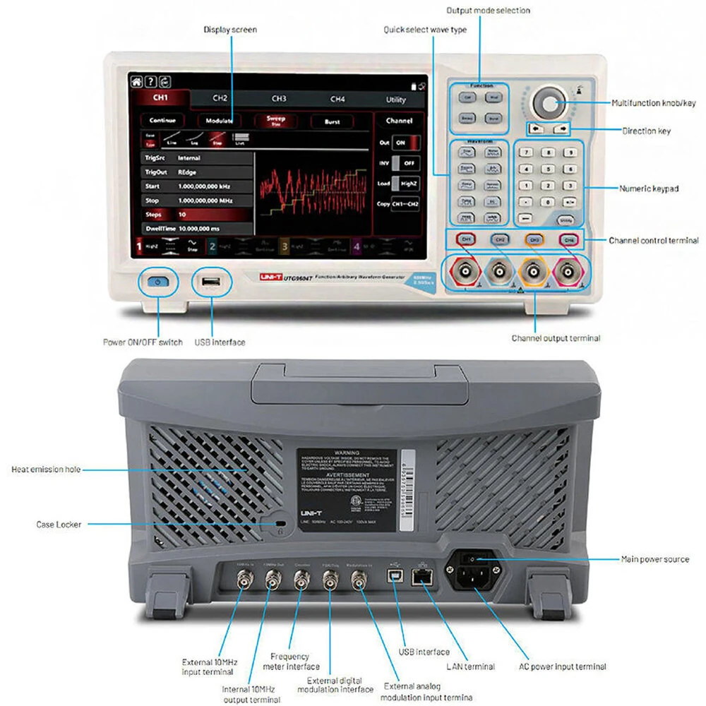 UNI-T UTG9504T 500MHz Signal Generator | 4-Ch 2.5GSa/s 16-Bit Touchscreen - Image 4